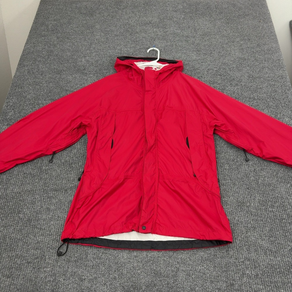 LL Bean Jacket Mens M Red Nylon Hooded Full Zip Ripstop Gorpcore Hiking Outdoor